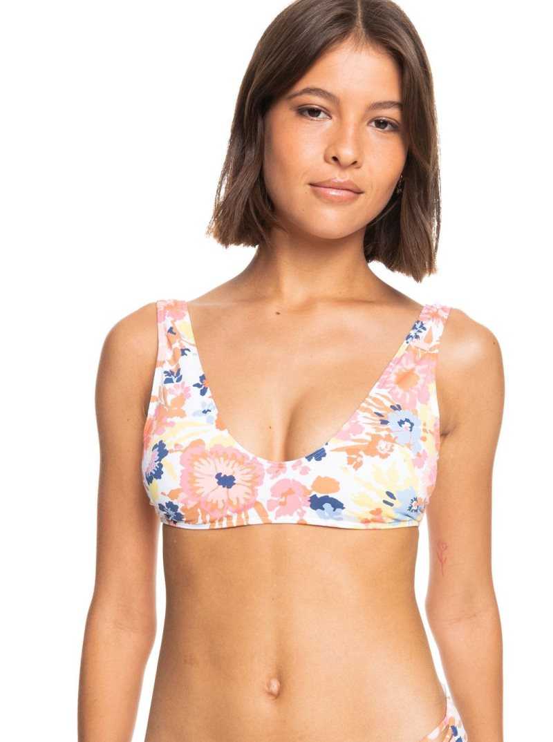 Hauts De Bikini Roxy Printed Beach Classics Bralette Femme Blanche | 527369ICF