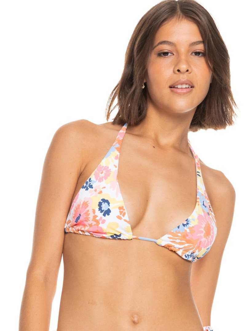 Hauts De Bikini Roxy Printed Beach Classics Elongated Triangle Femme Blanche | 786931KEC