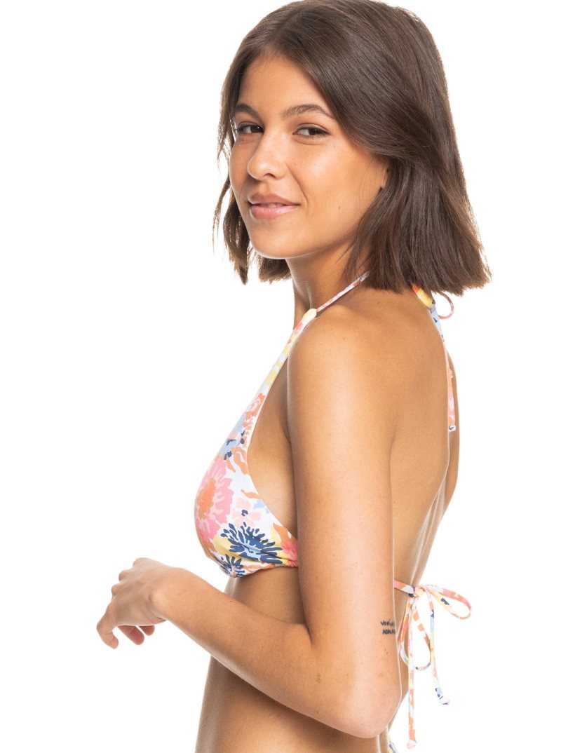 Hauts De Bikini Roxy Printed Beach Classics Elongated Triangle Femme Blanche | 786931KEC