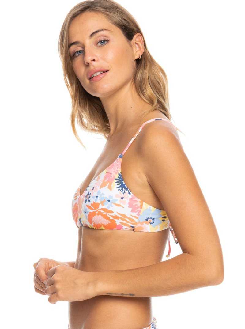 Hauts De Bikini Roxy Printed Beach Classics Athlétiques Triangle Femme Blanche | 923487YRH