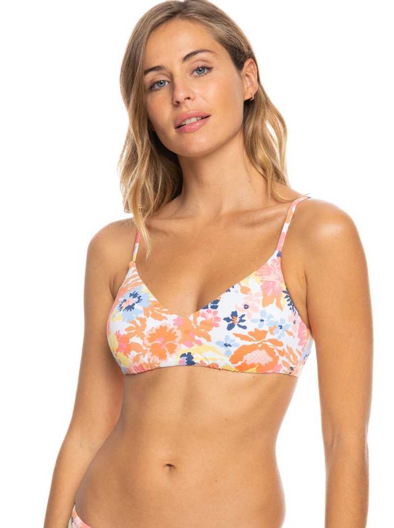 Hauts De Bikini Roxy Printed Beach Classics Athlétiques Triangle Femme Blanche | 923487YRH