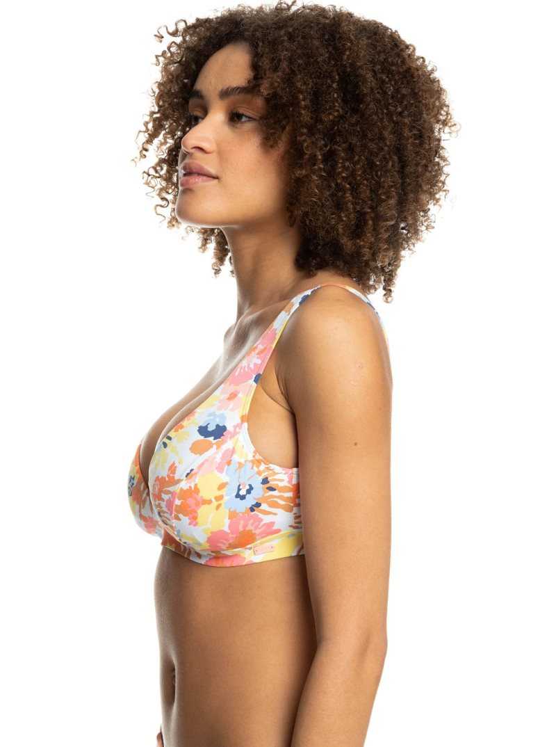 Hauts De Bikini Roxy Printed Beach Classics D-Cup Underwired Femme Blanche | 936850PZU