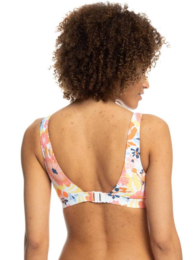 Hauts De Bikini Roxy Printed Beach Classics D-Cup Underwired Femme Blanche | 936850PZU