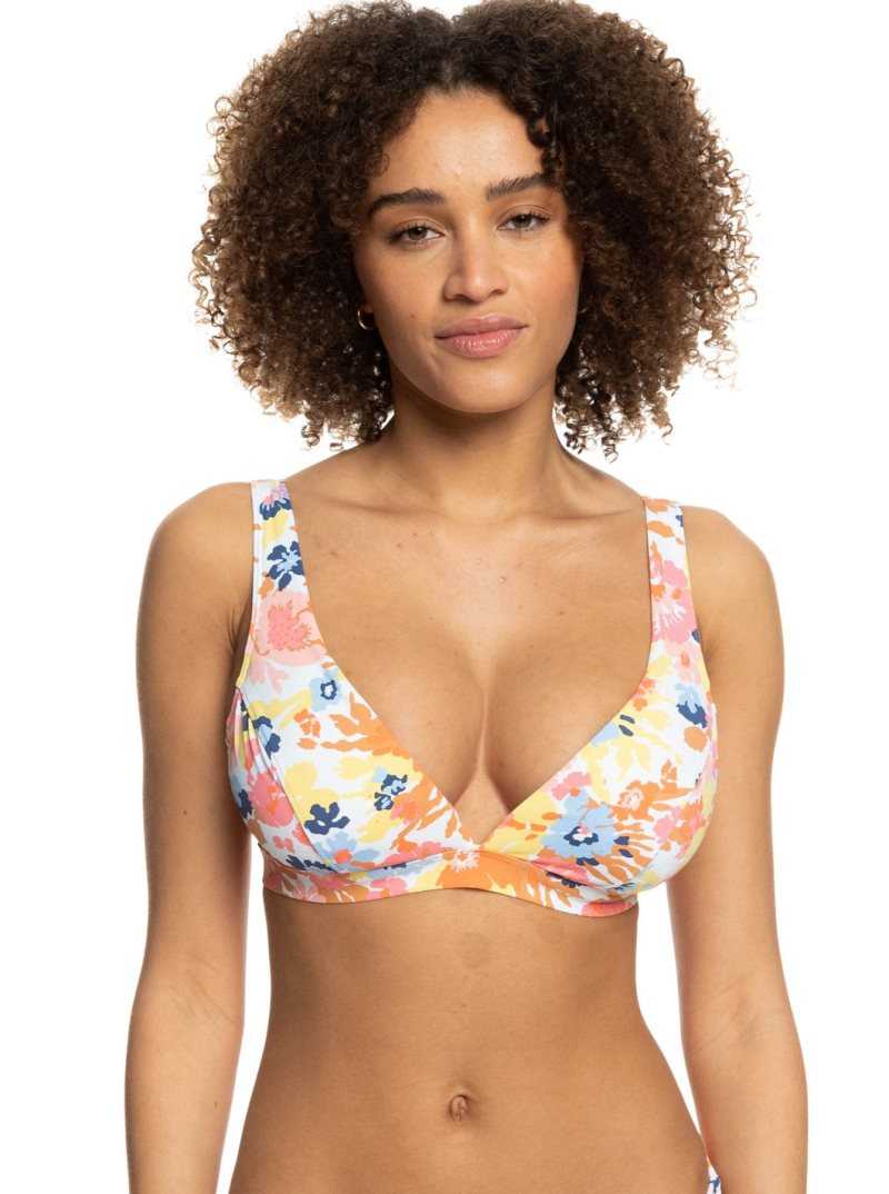 Hauts De Bikini Roxy Printed Beach Classics D-Cup Underwired Femme Blanche | 936850PZU