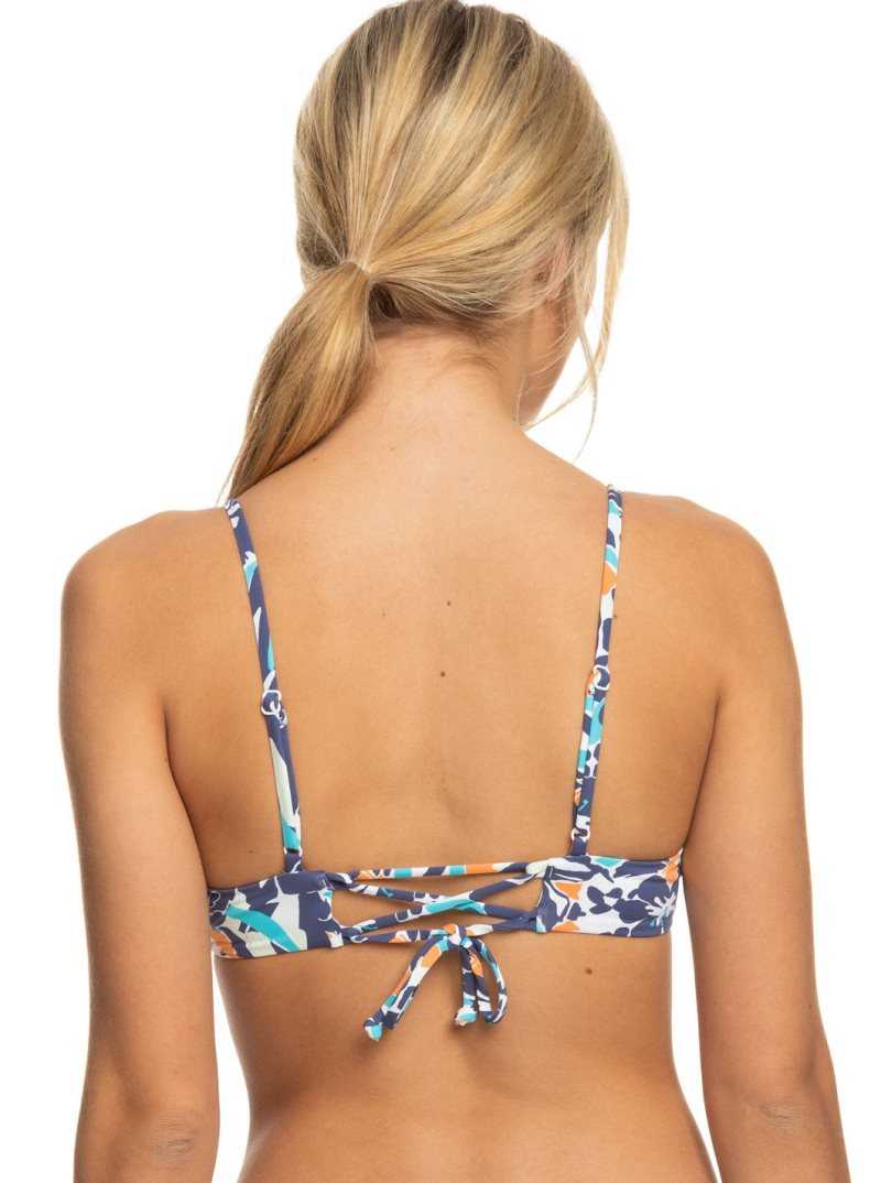 Hauts De Bikini Roxy Printed Beach Classics Athlétiques Triangle Femme Bleu | 964053NCX
