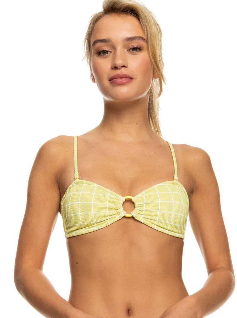 Hauts De Bikini Roxy Salty Shine O-Ring Bandeau Femme Vert | 120467ECJ