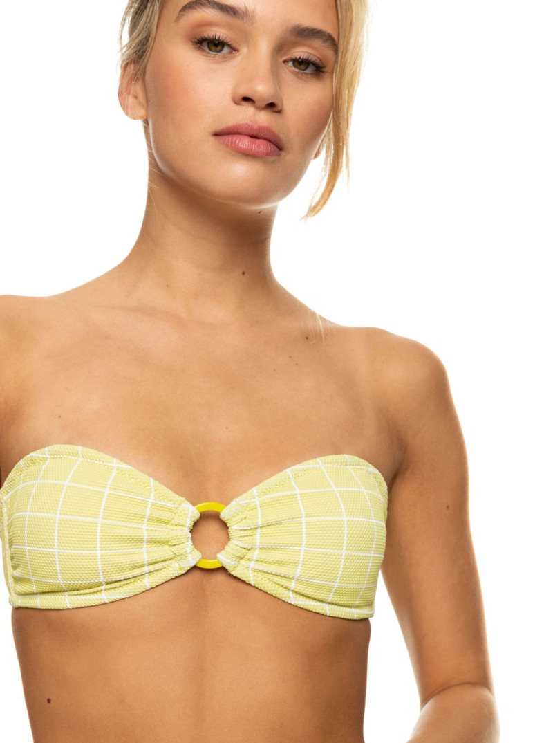 Hauts De Bikini Roxy Salty Shine O-Ring Bandeau Femme Vert | 120467ECJ