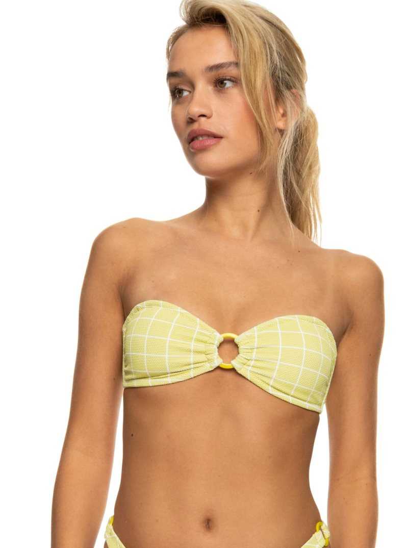 Hauts De Bikini Roxy Salty Shine O-Ring Bandeau Femme Vert | 120467ECJ