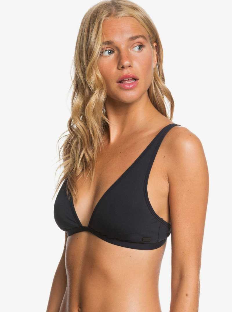 Hauts De Bikini Roxy Solid Beach Classics Elongated Triangle Femme Noir | 345780RYD