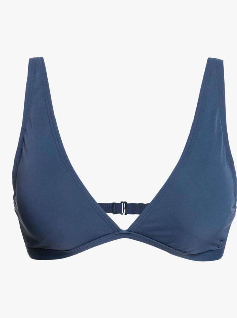 Hauts De Bikini Roxy Solid Beach Classics Elongated Triangle Femme Indigo | 871560AVM