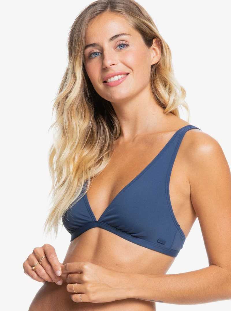 Hauts De Bikini Roxy Solid Beach Classics Elongated Triangle Femme Indigo | 871560AVM