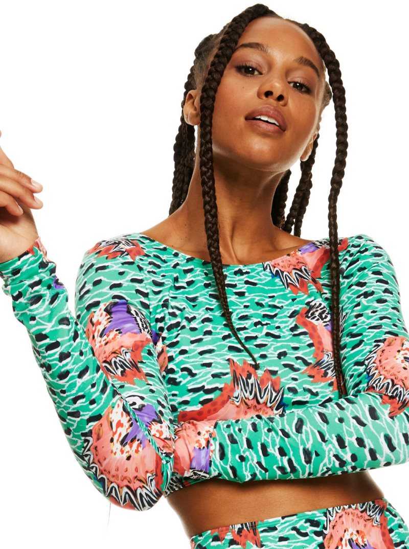 Hauts De Bikini Roxy Stella Jean Crop Femme Vert | 753294PWN