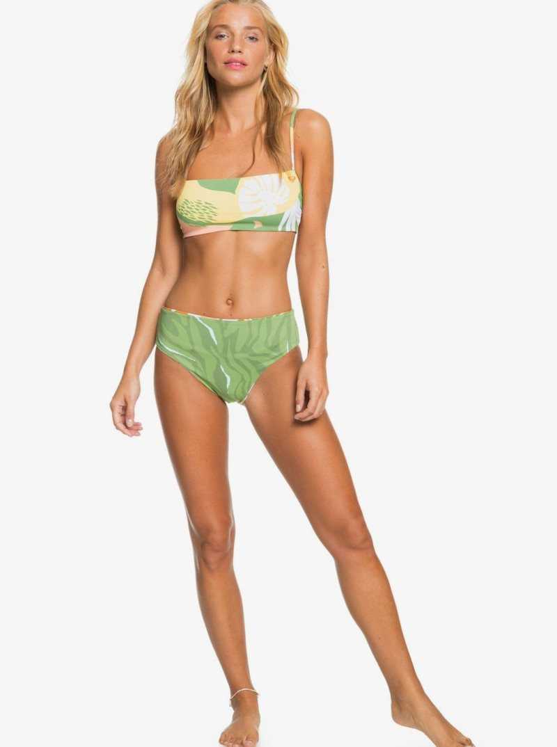 Hauts De Bikini Roxy Wildflowers Reversible Bandeau Femme Vert | 256017KAT