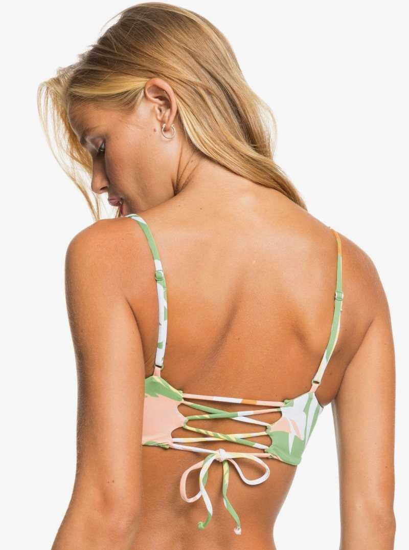 Hauts De Bikini Roxy Wildflowers Reversible Bandeau Femme Vert | 256017KAT