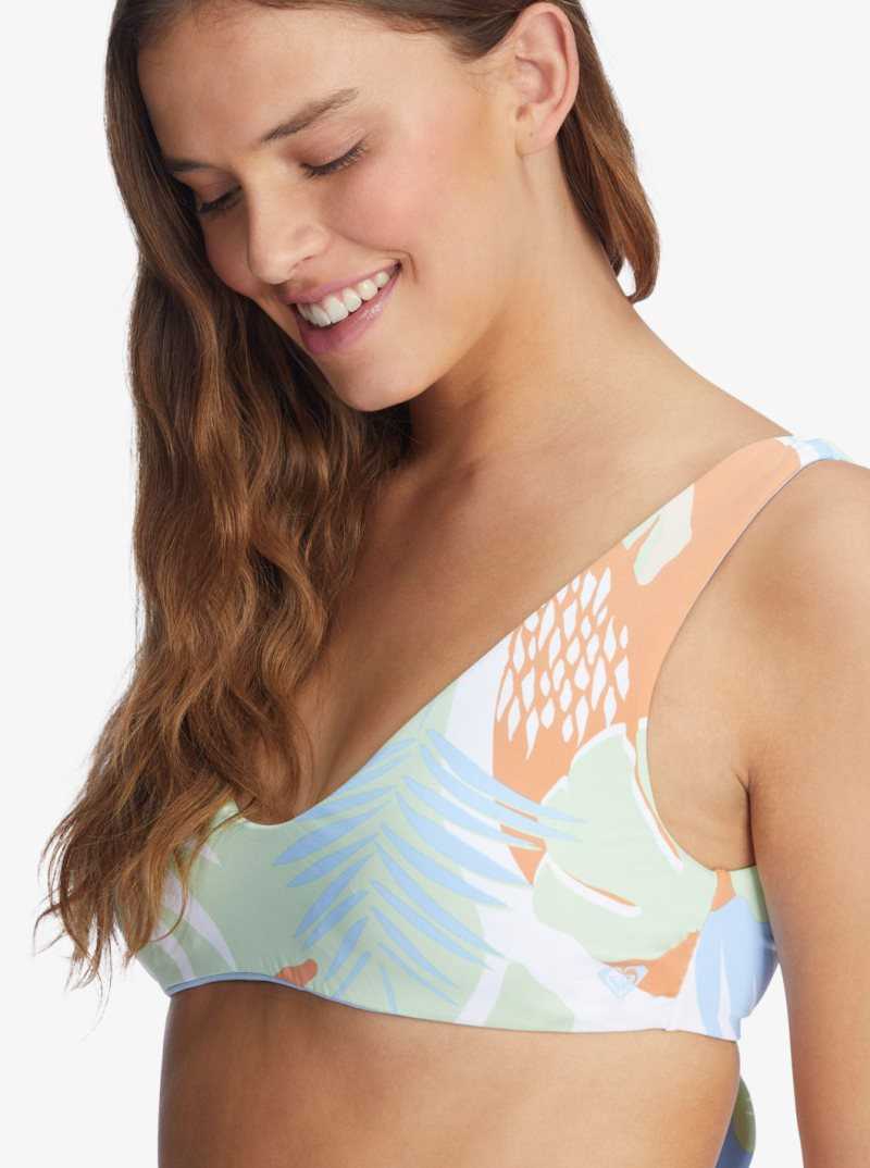 Hauts De Bikini Roxy Wildflowers Reversible Bralette Femme Blanche | 283710FRE