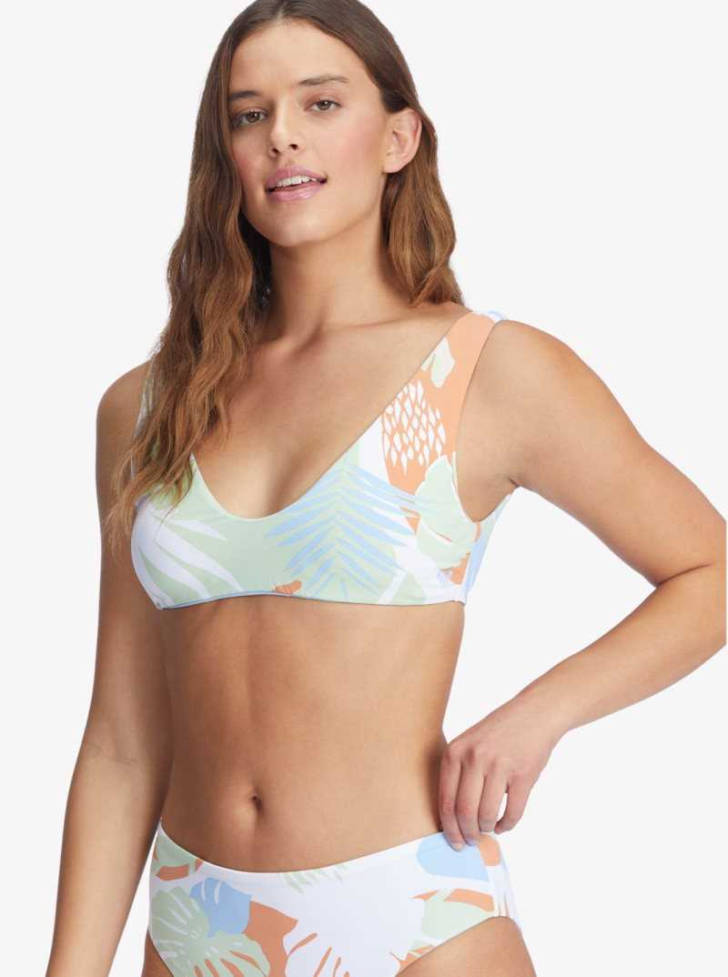 Hauts De Bikini Roxy Wildflowers Reversible Bralette Femme Blanche | 283710FRE