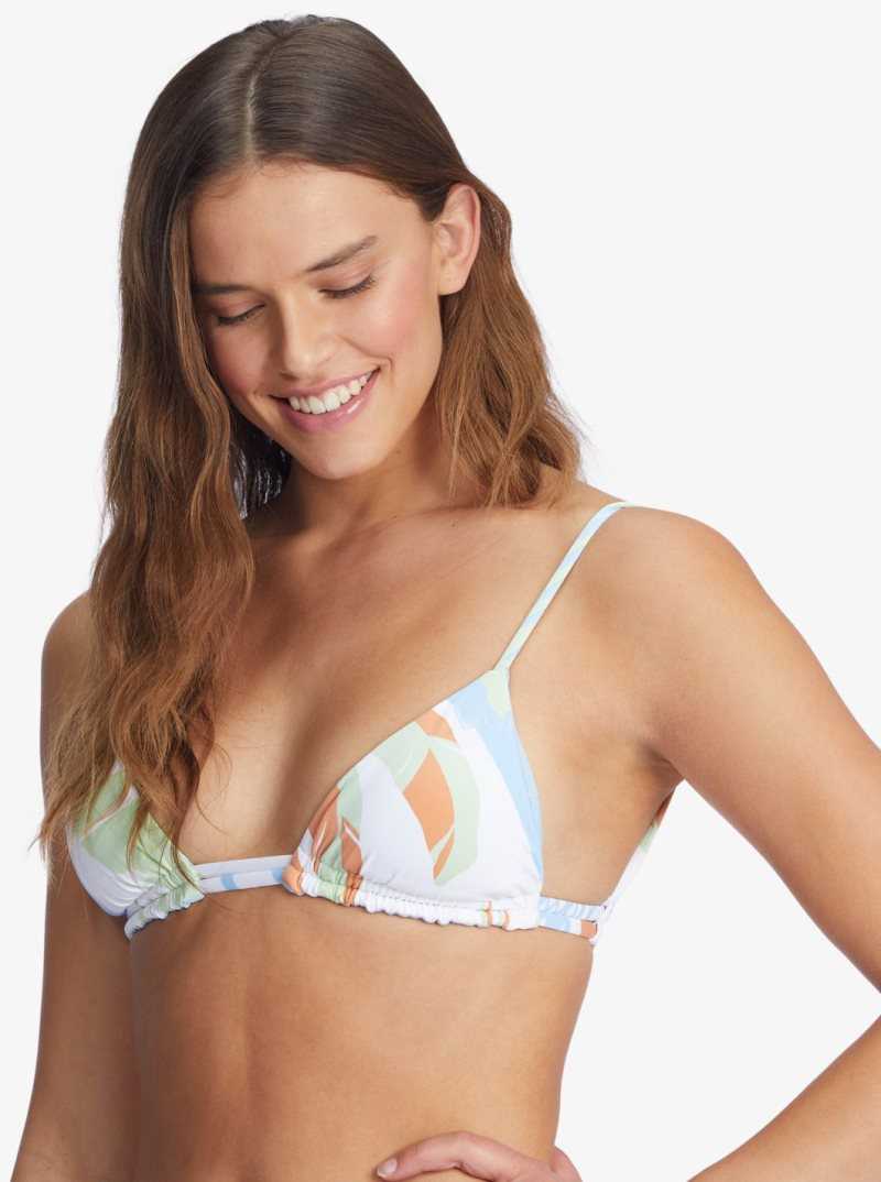 Hauts De Bikini Roxy Wildflowers Reversible Tiki Triangle Femme Blanche | 372986OPE