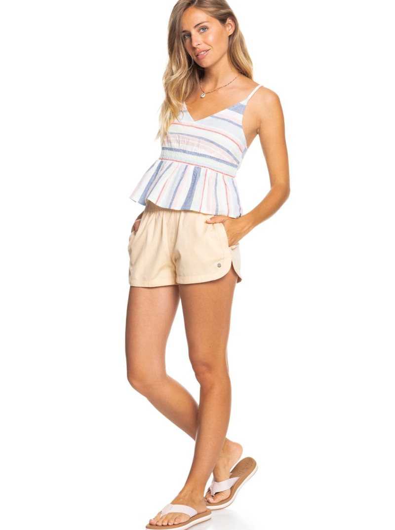 Hauts Roxy About Paradise Lanières Femme Blanche Stripes | 957638PZG