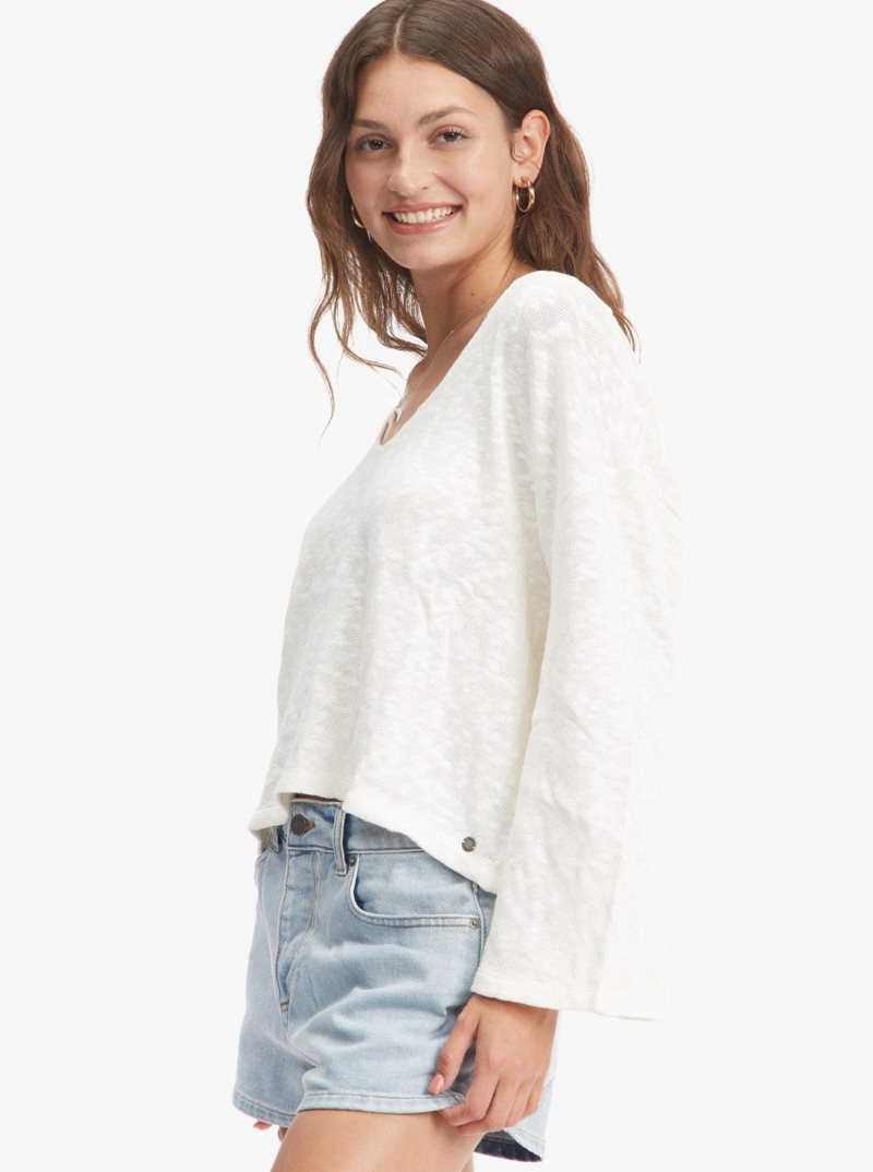Hauts Roxy Board Walk V-Neck Femme Blanche | 761293YBK