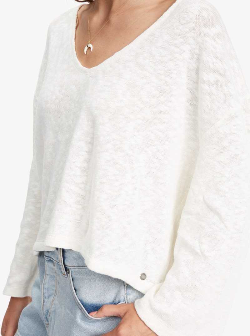 Hauts Roxy Board Walk V-Neck Femme Blanche | 761293YBK