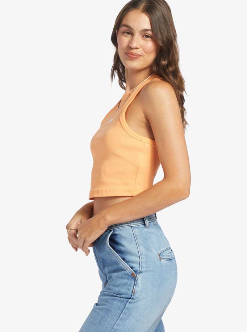 Hauts Roxy Bright Boardwalk High Knit Tank Femme Orange | 538260HRJ