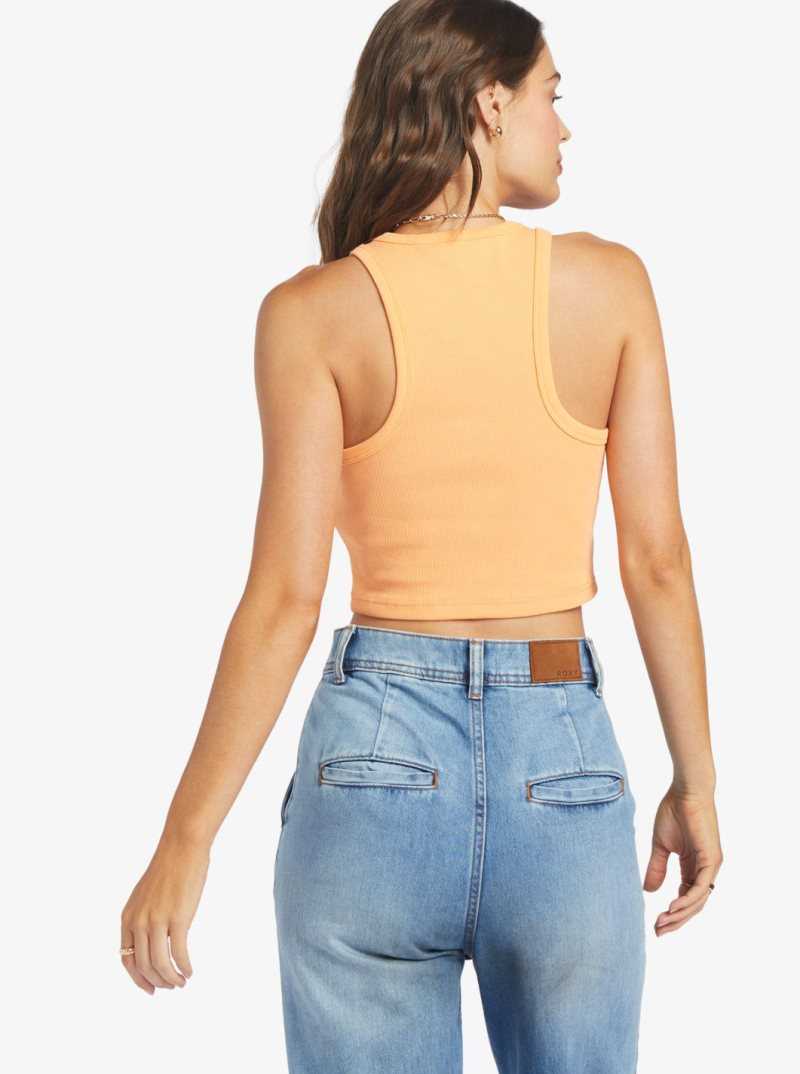 Hauts Roxy Bright Boardwalk High Knit Tank Femme Orange | 538260HRJ
