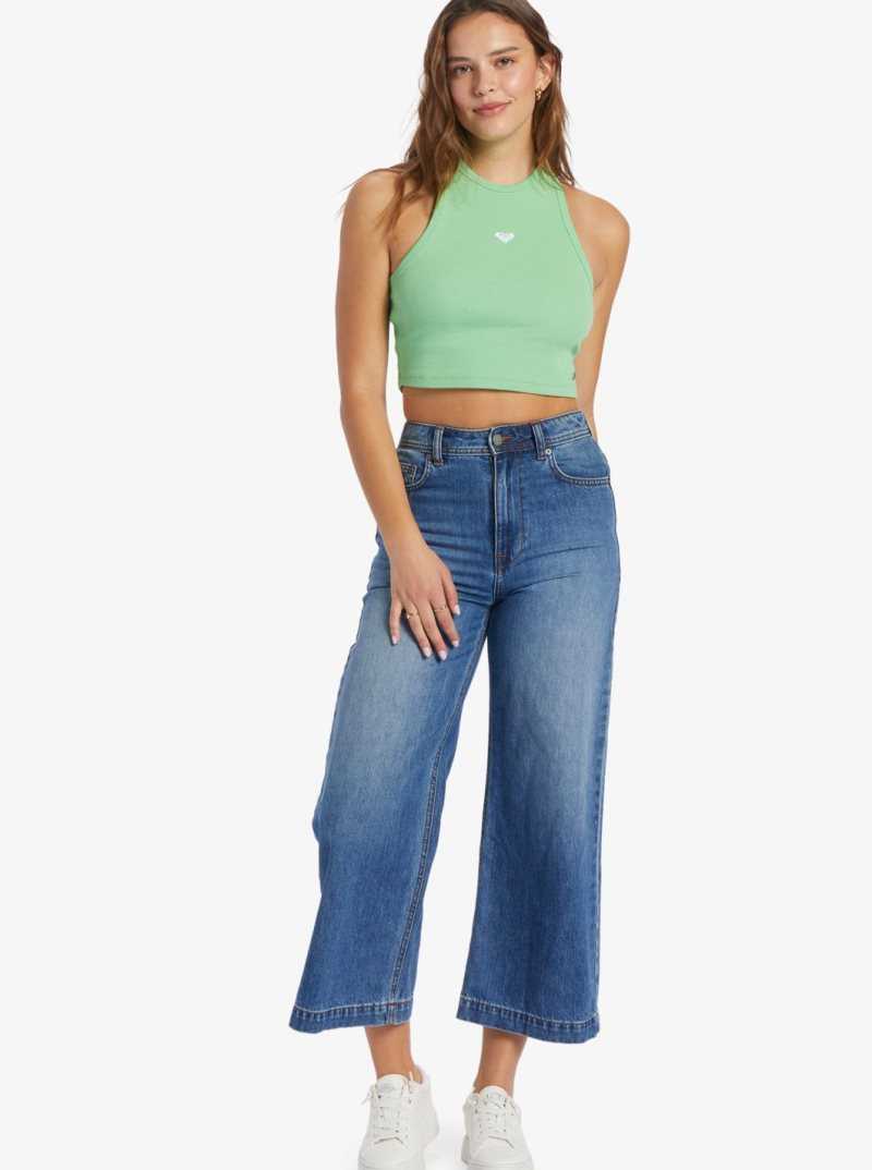 Hauts Roxy Bright Boardwalk High Knit Tank Femme Vert | 628309PBA