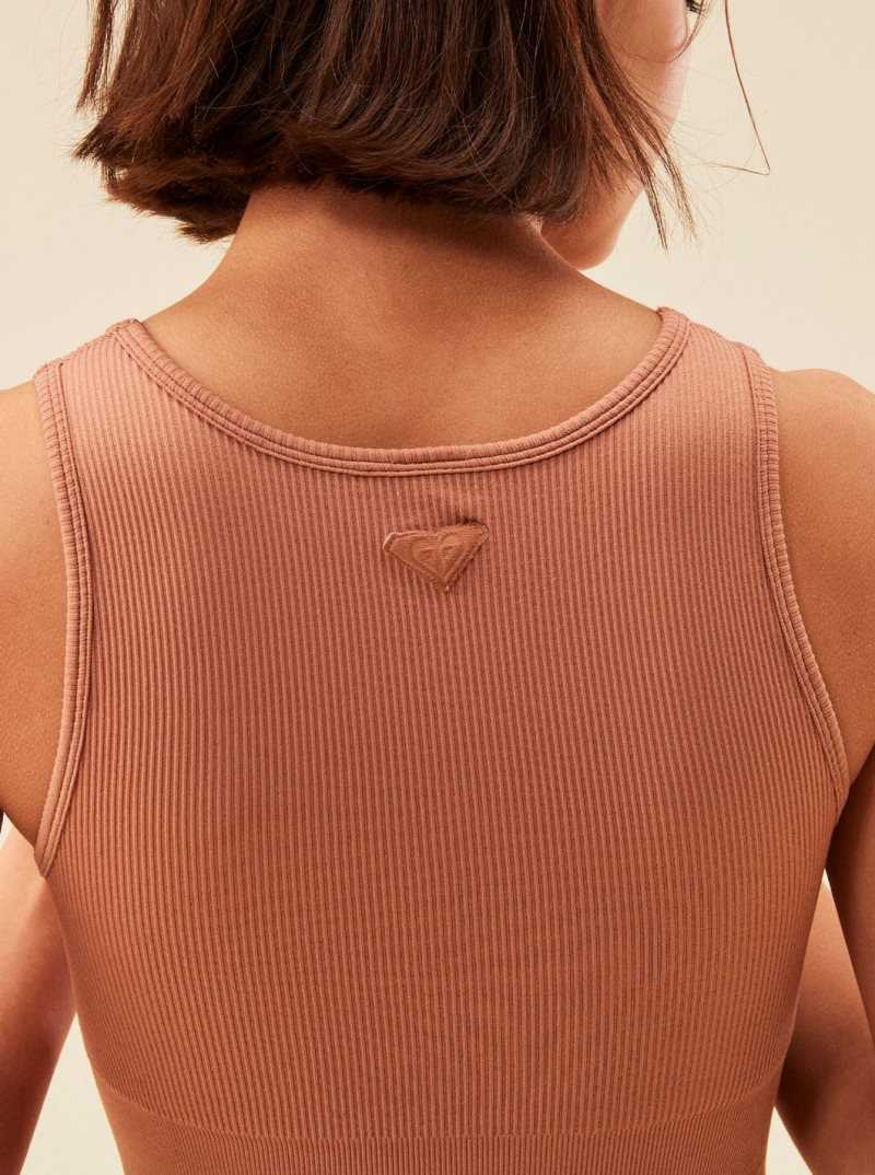 Hauts Roxy Chill Out Seamless Sports Bra Femme Beige | 182439VPT