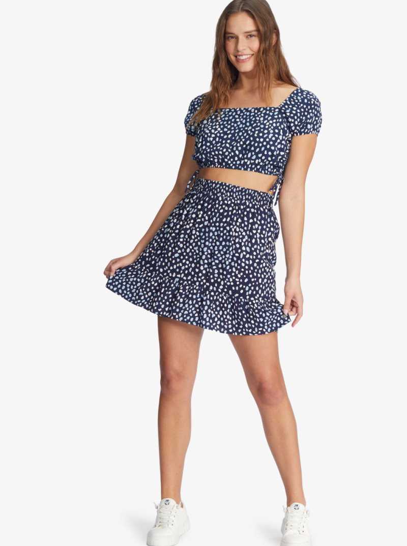 Hauts Roxy Dear Amor Indigo Corta Sleeve Crop Femme Indigo | 853906OWX