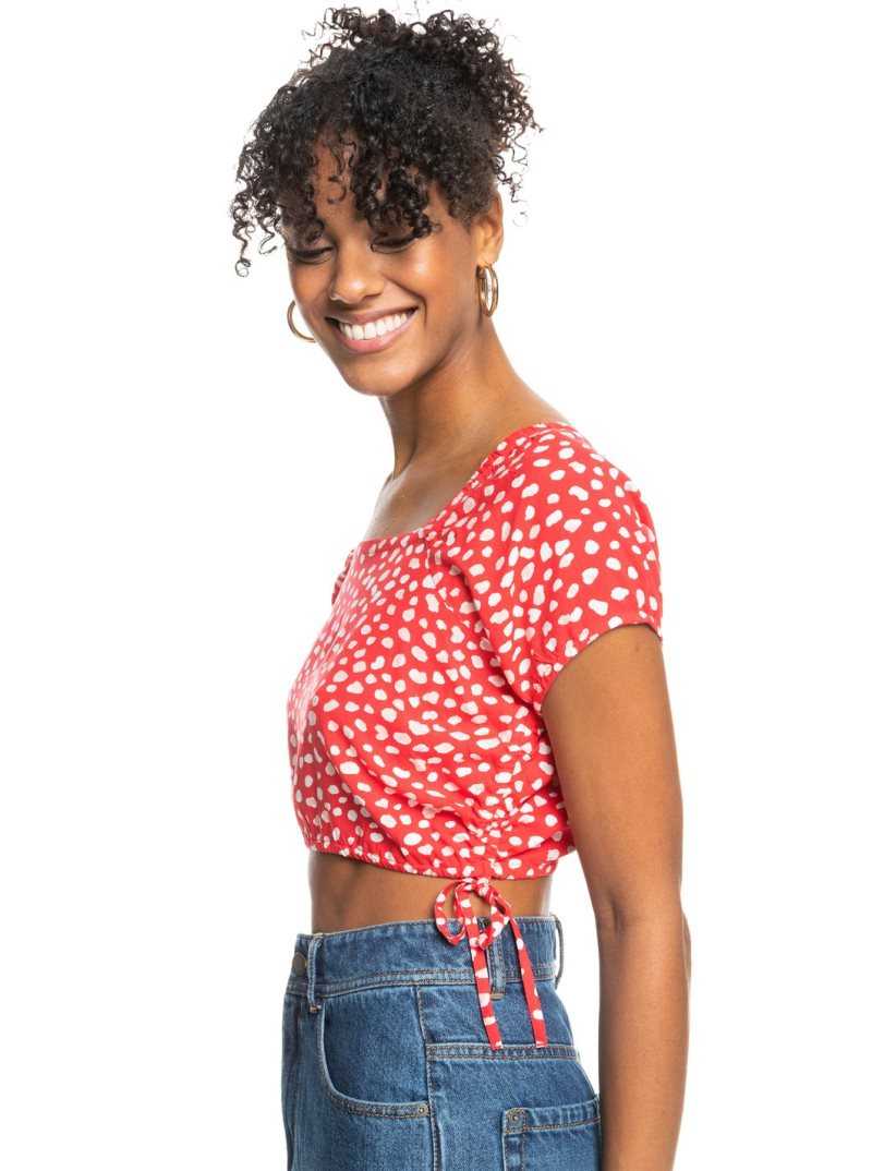 Hauts Roxy Dear Amor Printed Corta Sleeve Crop Femme | 528640XEJ