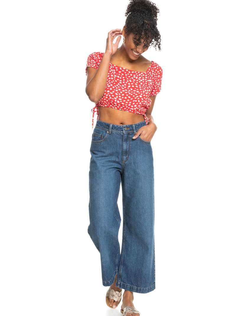 Hauts Roxy Dear Amor Printed Corta Sleeve Crop Femme | 528640XEJ