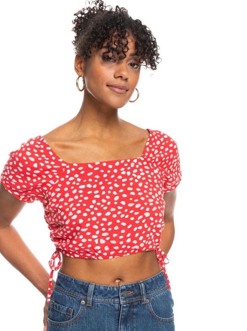 Hauts Roxy Dear Amor Printed Corta Sleeve Crop Femme | 528640XEJ