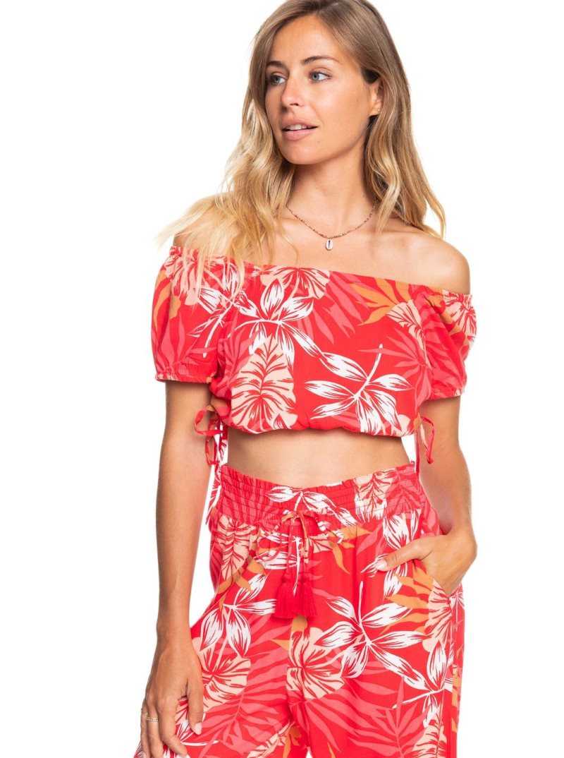 Hauts Roxy Dear Amor Printed Corta Sleeve Crop Femme | 768415PXY