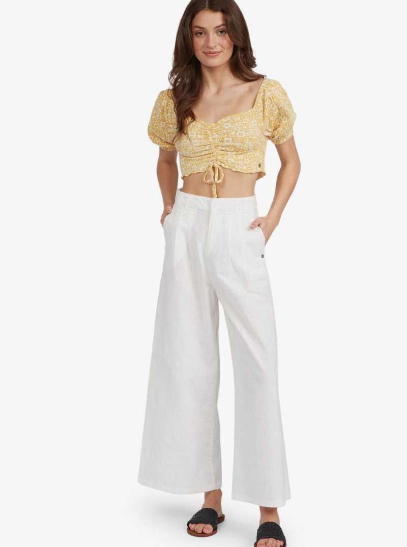 Hauts Roxy Flirty Walk Cropped Puff Sleeve Femme | 024975HCD