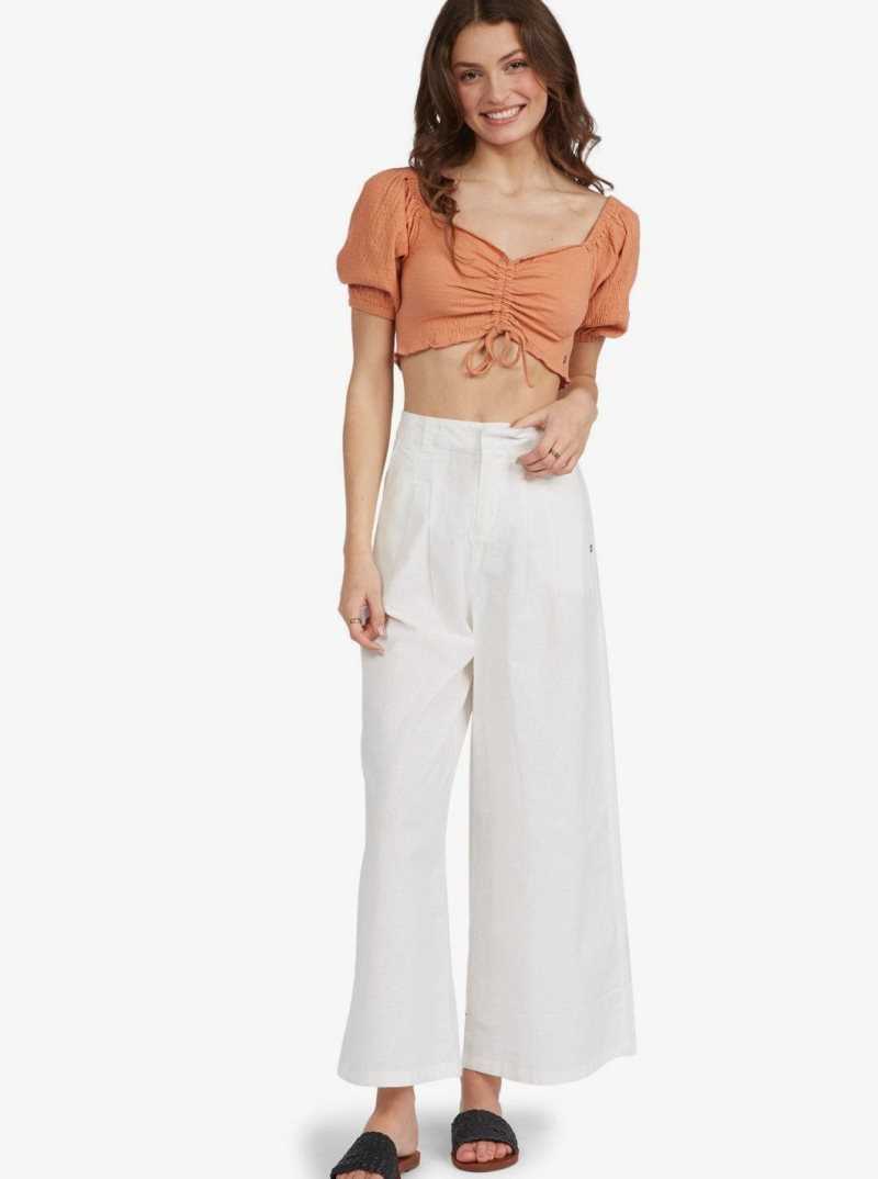 Hauts Roxy Flirty Walk Cropped Puff Sleeve Femme | 692153DQH