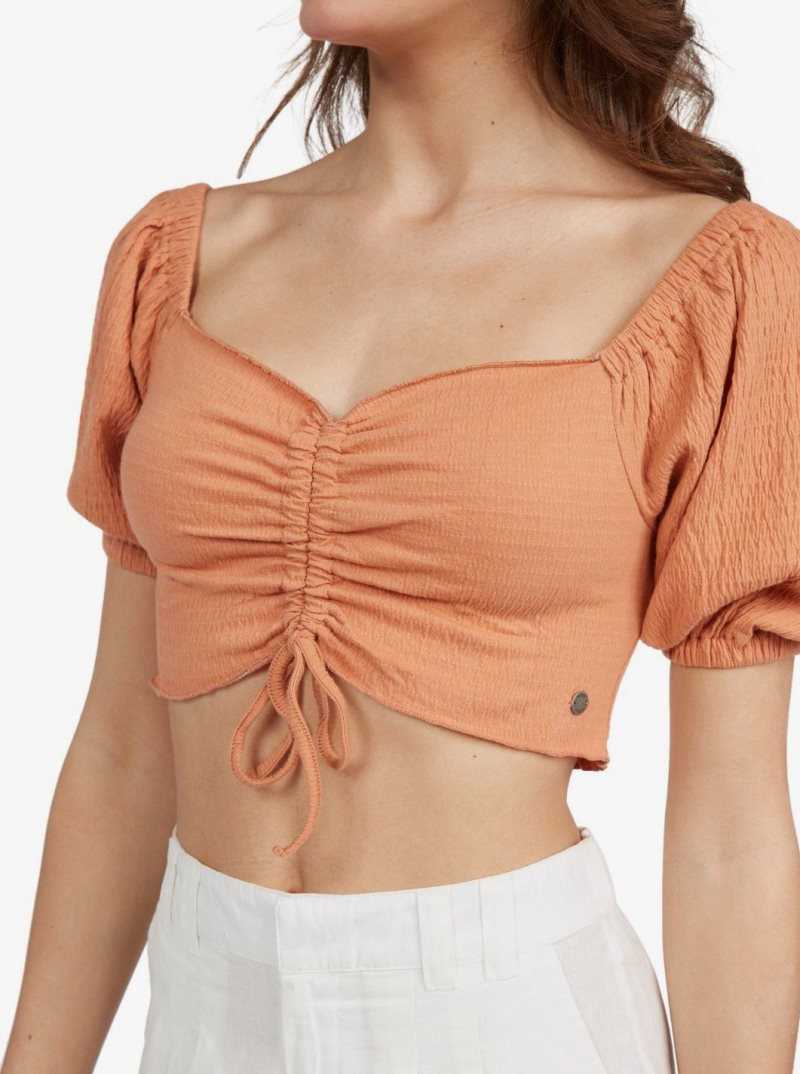 Hauts Roxy Flirty Walk Cropped Puff Sleeve Femme | 692153DQH