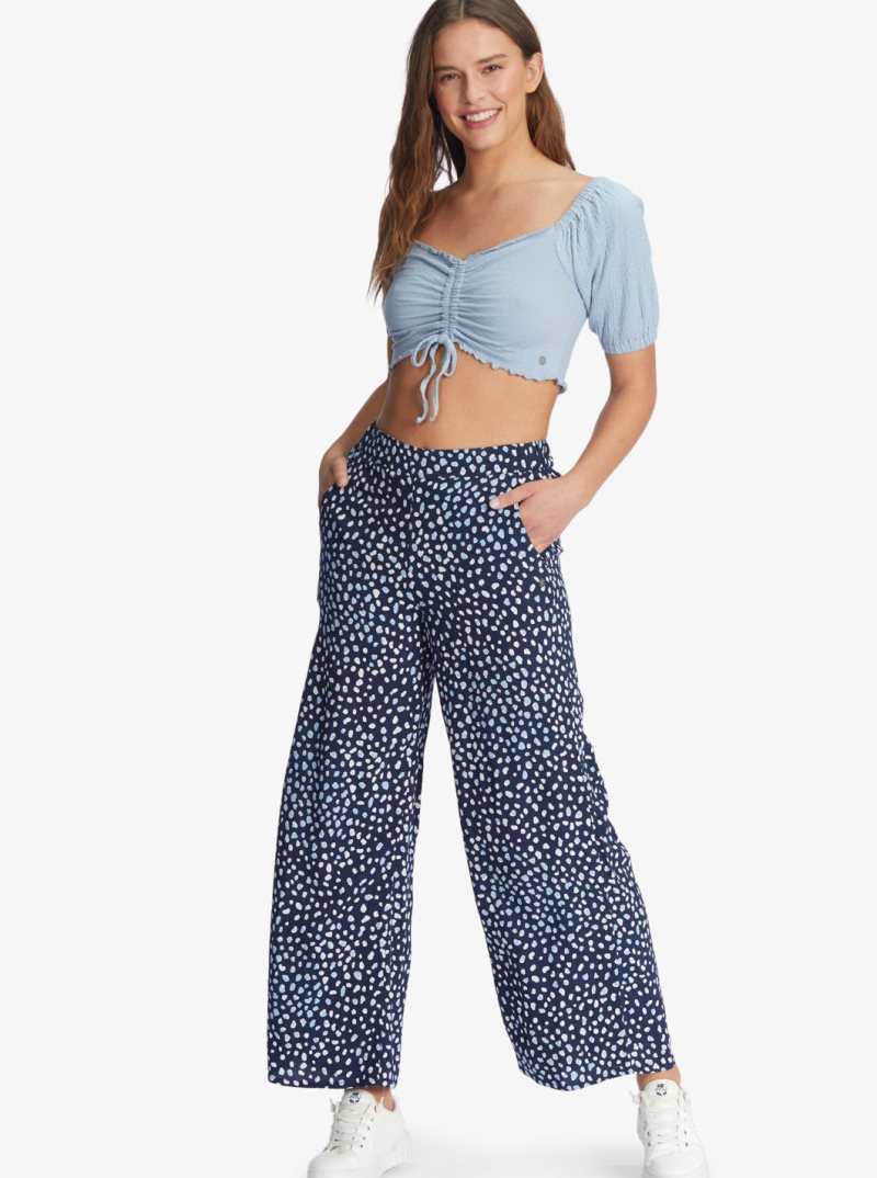 Hauts Roxy Flirty Walk Puff Sleeve Crop Femme Bleu | 964571FRX