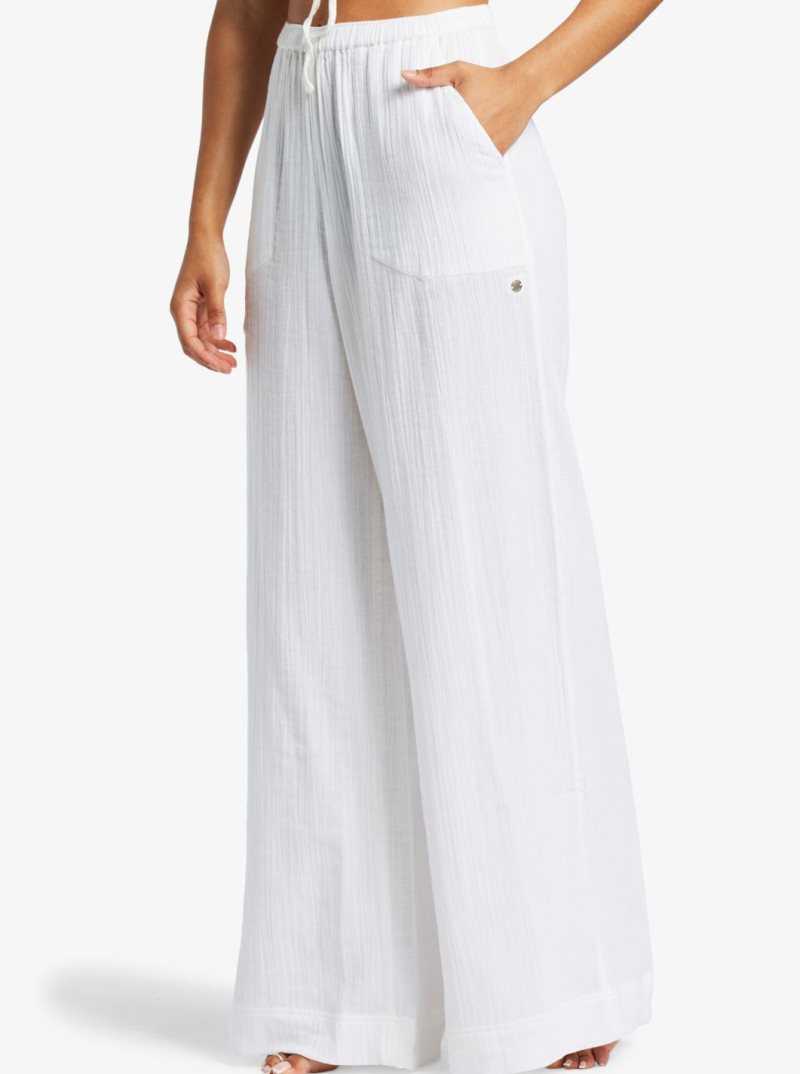 Hauts Roxy Flirty Walk Ruched Crop Femme Blanche | 245083LBH