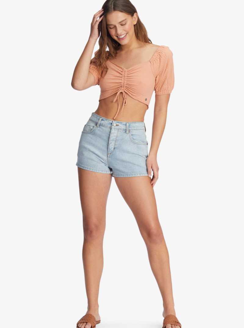 Hauts Roxy Flirty Walk Ruched Crop Femme | 948136WIQ
