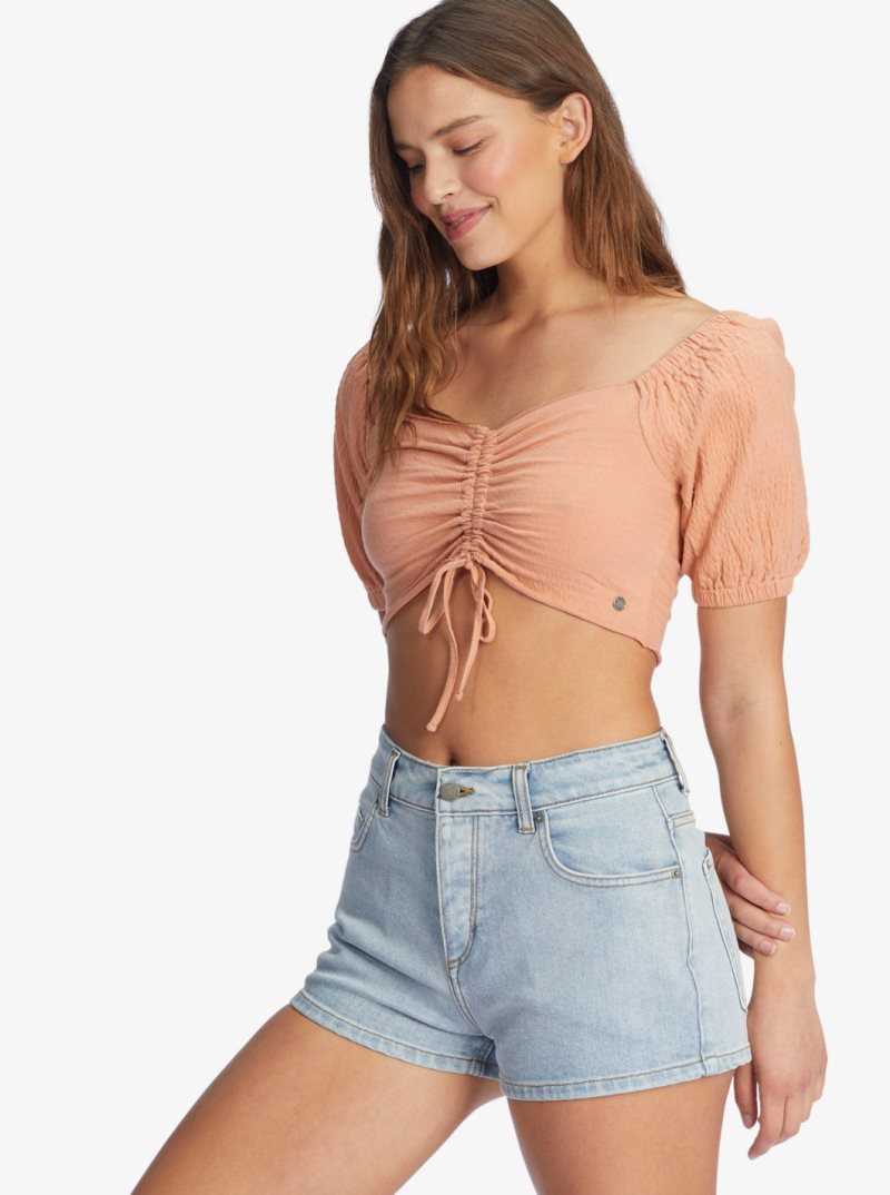 Hauts Roxy Flirty Walk Ruched Crop Femme | 948136WIQ