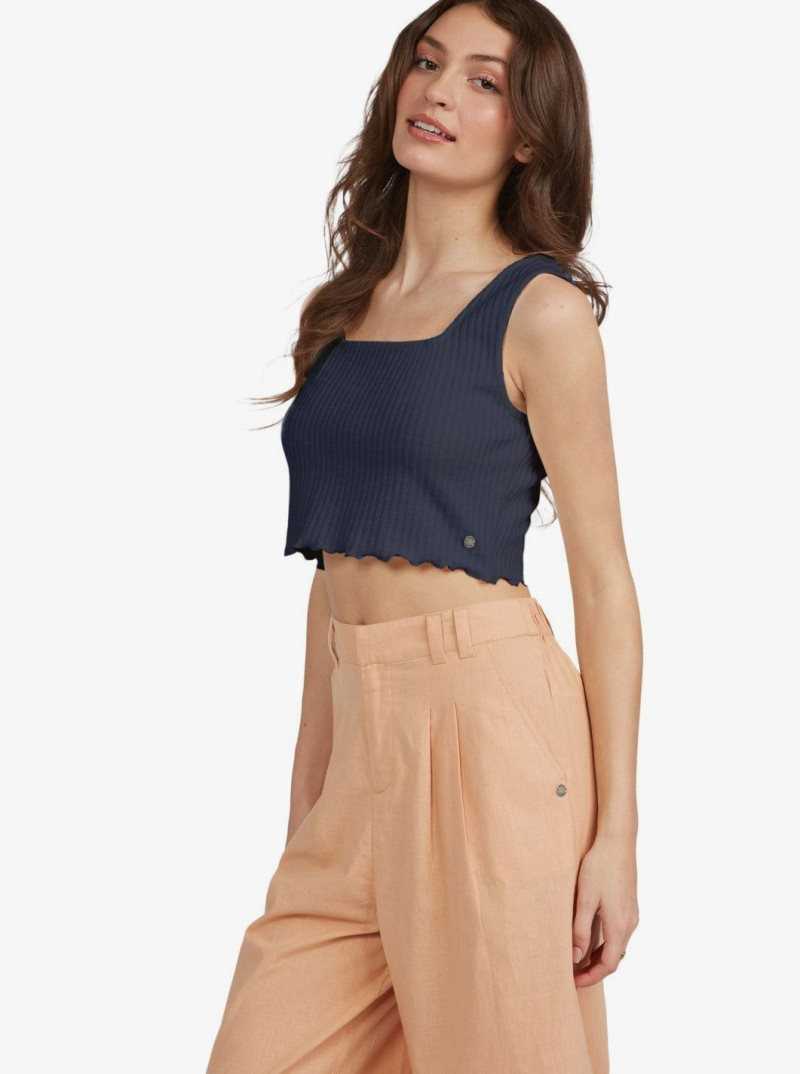 Hauts Roxy Good Days Ahead Cropped Femme Indigo | 029617DFT