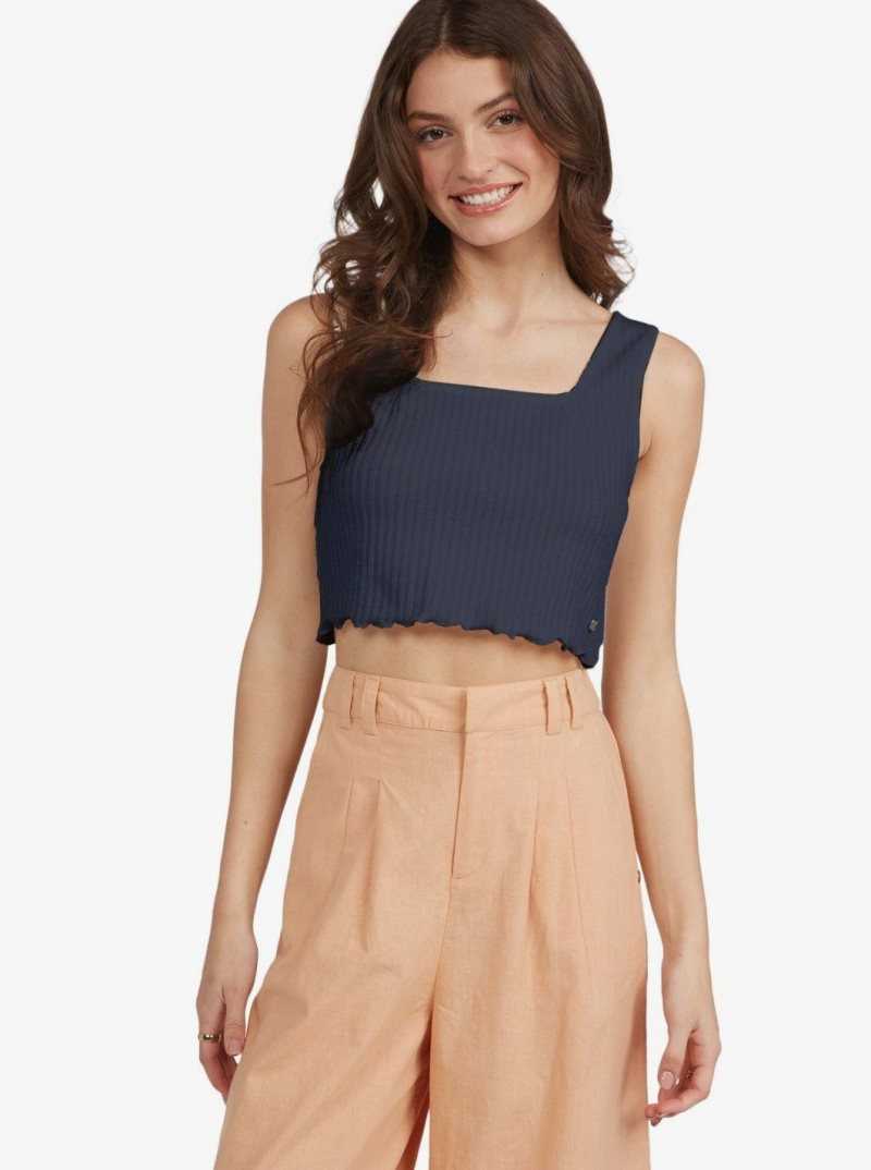Hauts Roxy Good Days Ahead Cropped Femme Indigo | 029617DFT