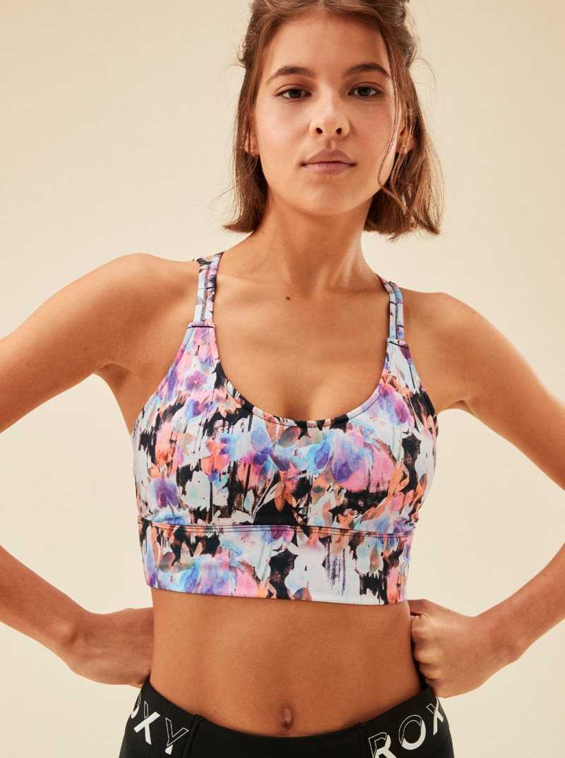 Hauts Roxy Heart Into It Sports Bra Femme Grise Foncé | 639501ZVR