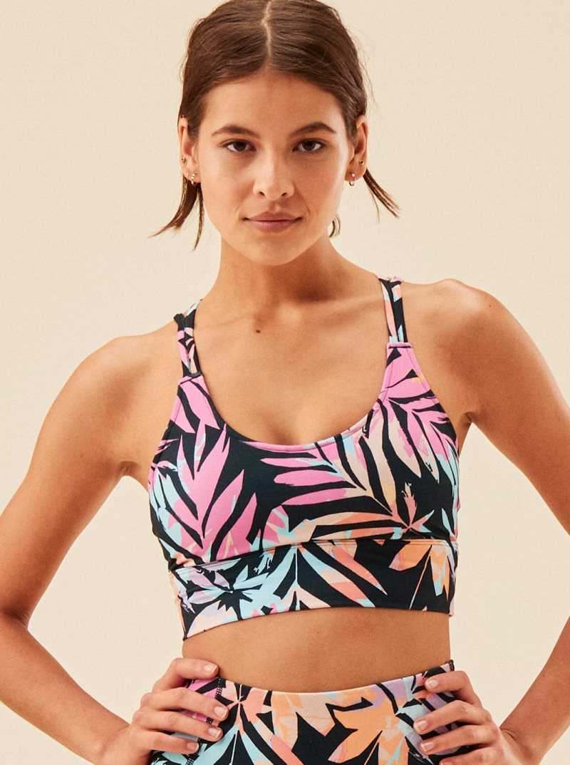 Hauts Roxy Heart Into It Sports Bra Femme Grise Foncé Vert | 790843SGH