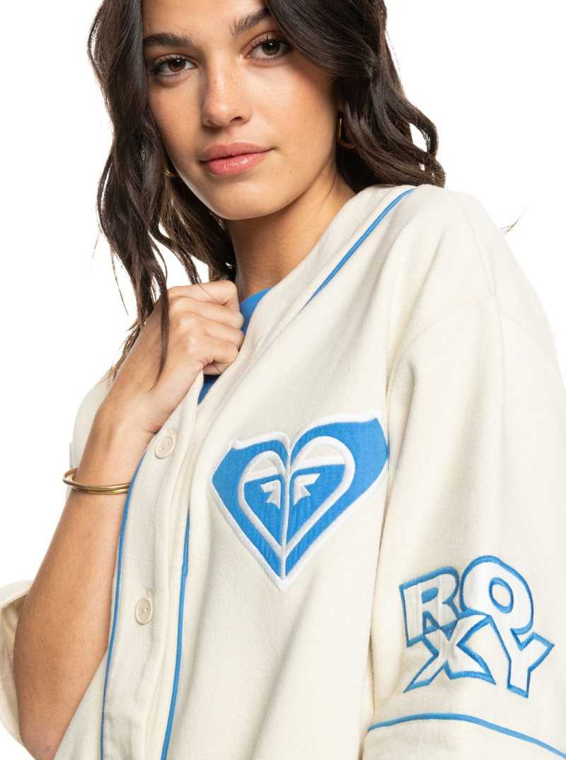 Hauts Roxy Kelia Homerun Button-Up Baseball Sweatshirt Femme | 678403JNW