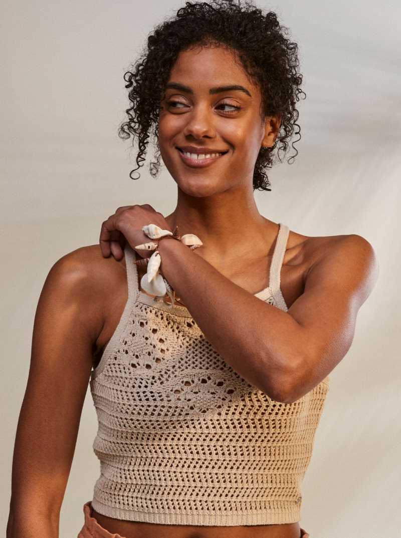 Hauts Roxy Malibu Crush Tricoté Halter Femme | 654189PJO