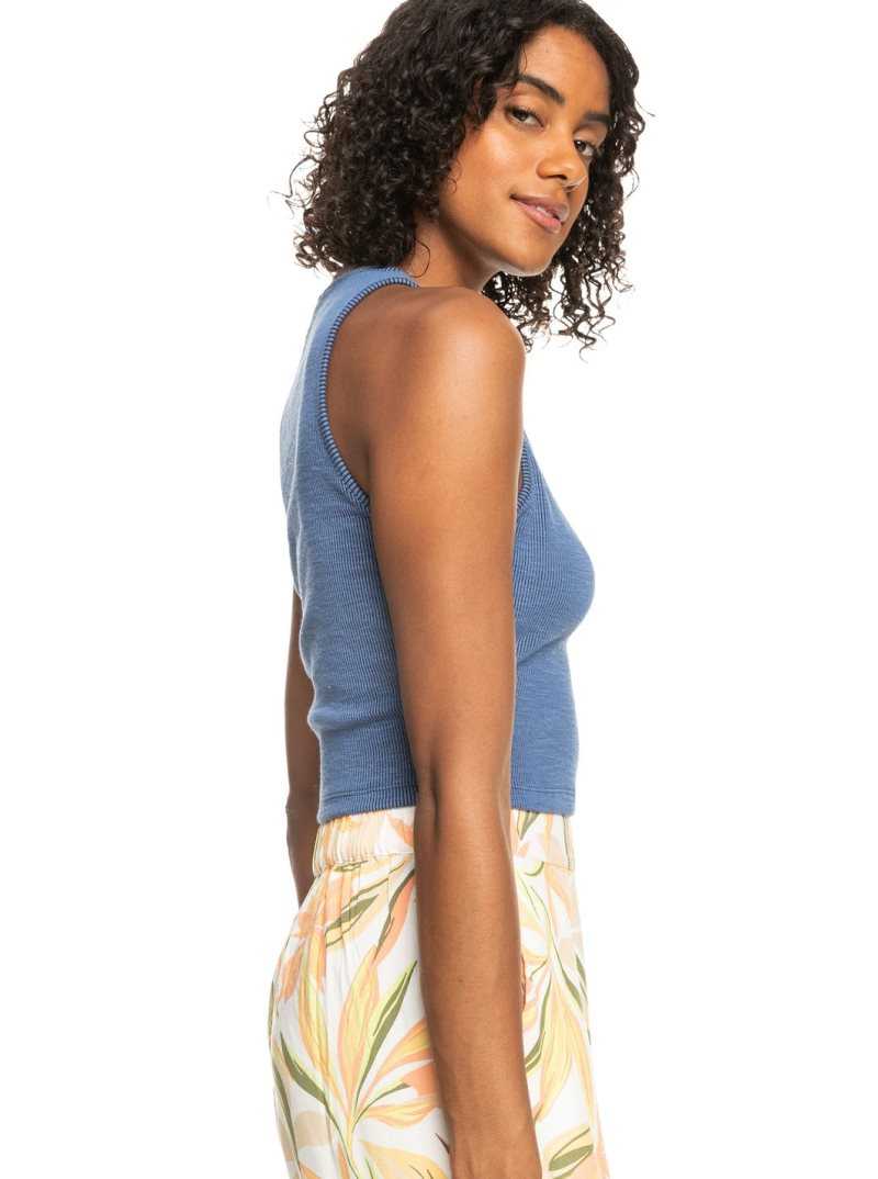 Hauts Roxy Never Ending Vacay Rib Knit Tank Femme Indigo | 123469SPF