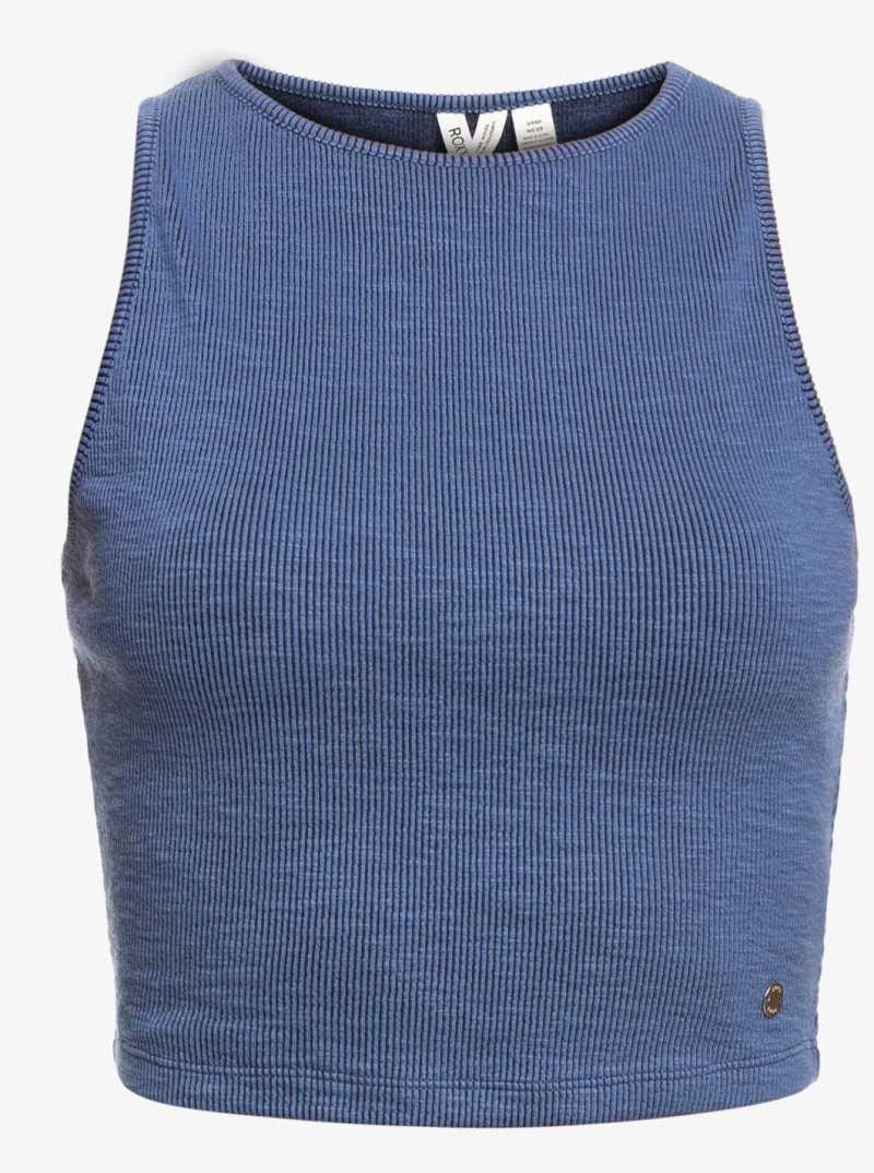 Hauts Roxy Never Ending Vacay Rib Knit Tank Femme Indigo | 123469SPF