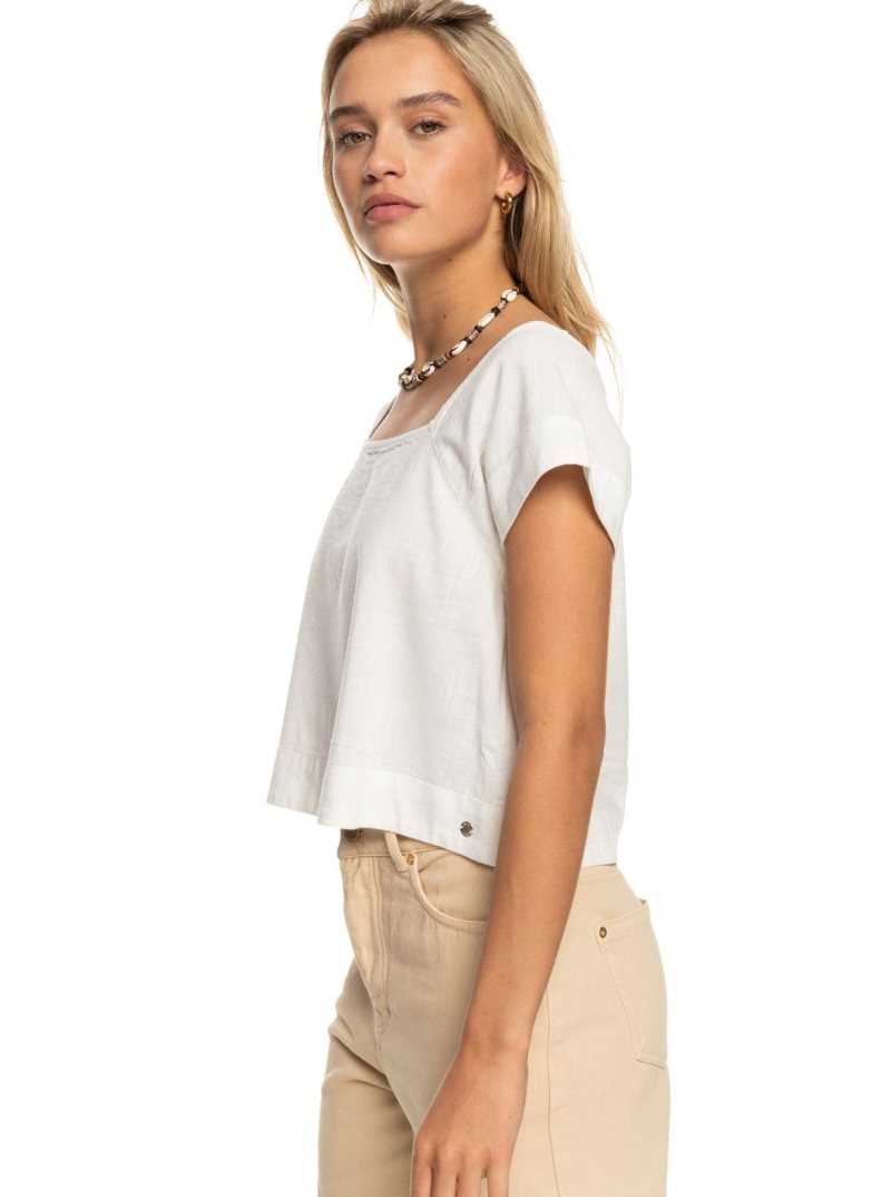 Hauts Roxy Ocean Amor Corta Sleeve Femme Blanche | 624175RCN