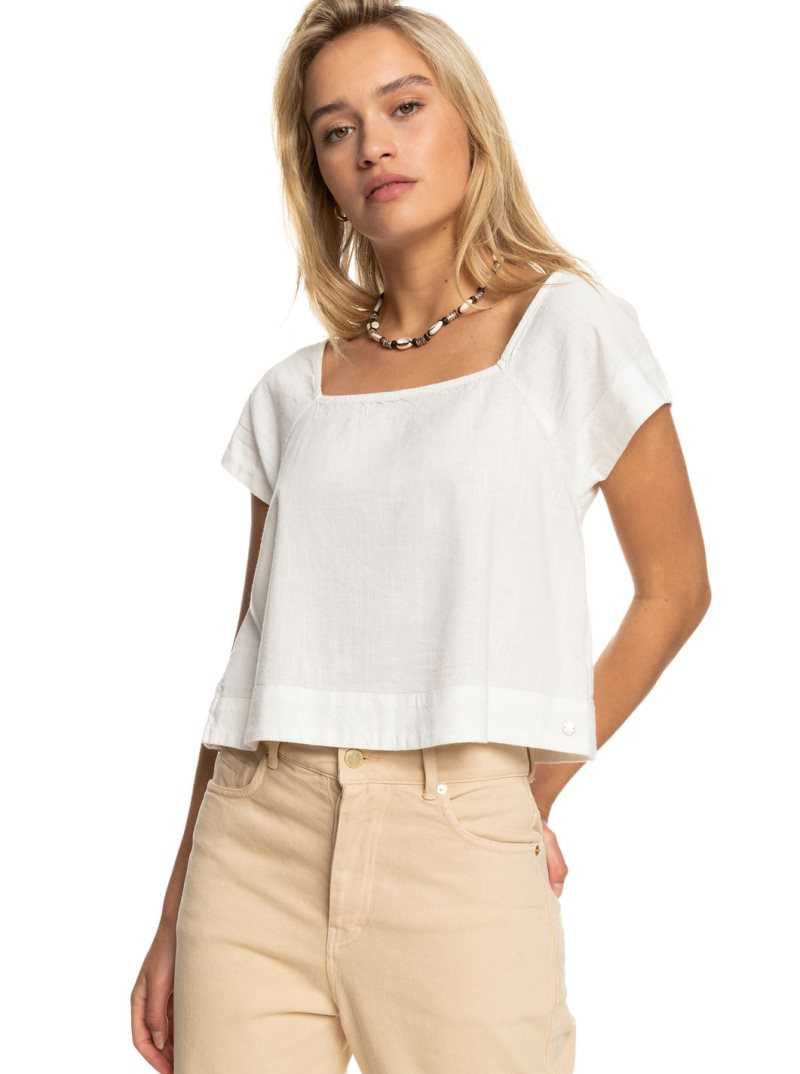 Hauts Roxy Ocean Amor Corta Sleeve Femme Blanche | 624175RCN